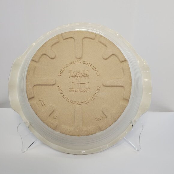 Pampered Chef Family Heritage Stoneware Deep Dish Pie Plate White 10" USA - Picture 3 of 5